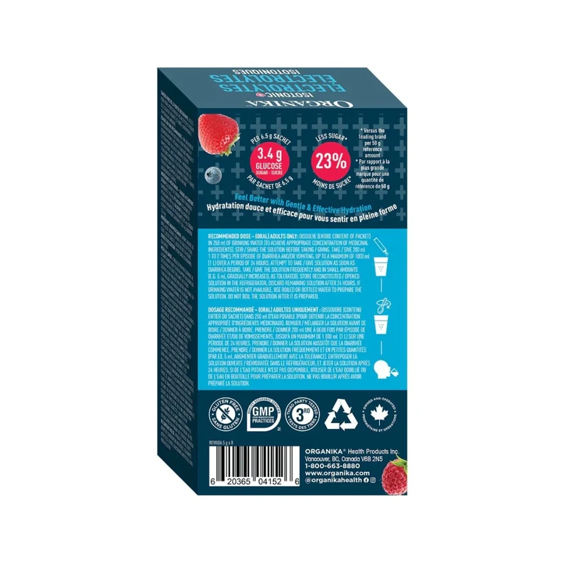 Organika - Isotonic Electrolytes, Berry | 8 Sachets x 6.5 g