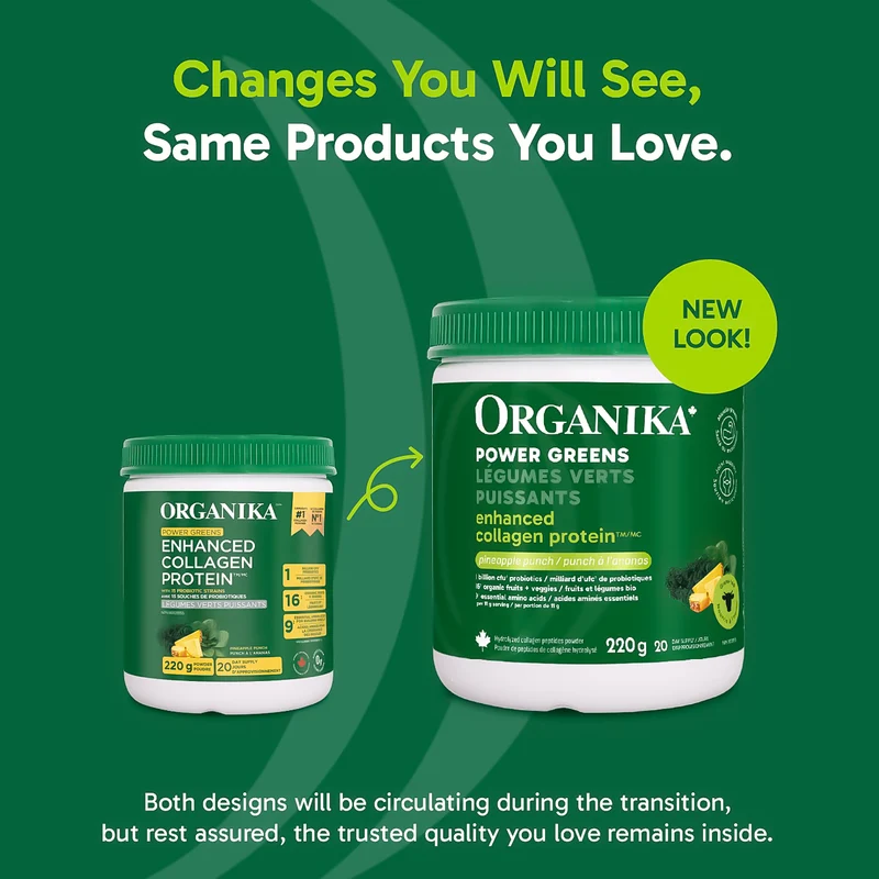 Organika - Enhanced Collagen Protein Power Greens, Pineapple Punch | 220 g