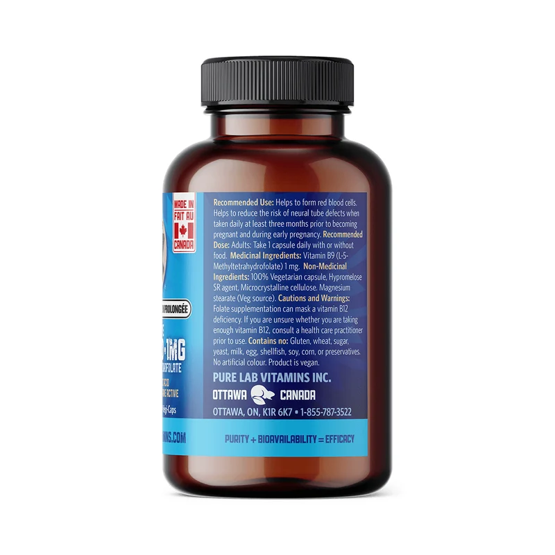 Pure Lab - Slow Release Bioactive Folic Acid | 60 Vegi-Caps