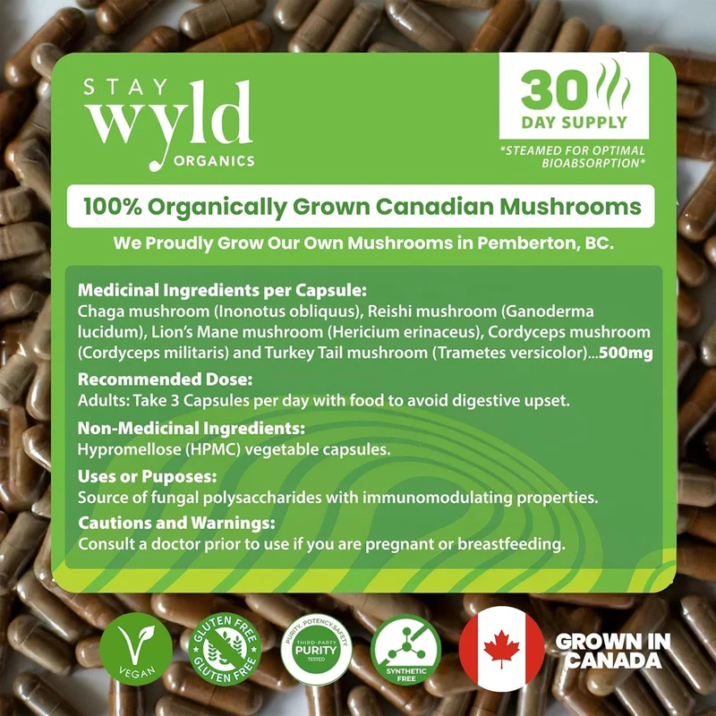 Stay Wyld Organics - Daily Defend 5-Blend Mushrooms | 90 Capsules