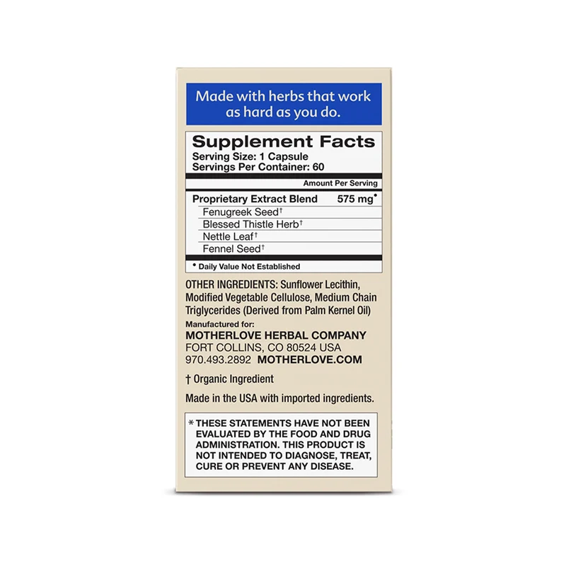 Motherlove - More Milk Plus | 60 Capsules