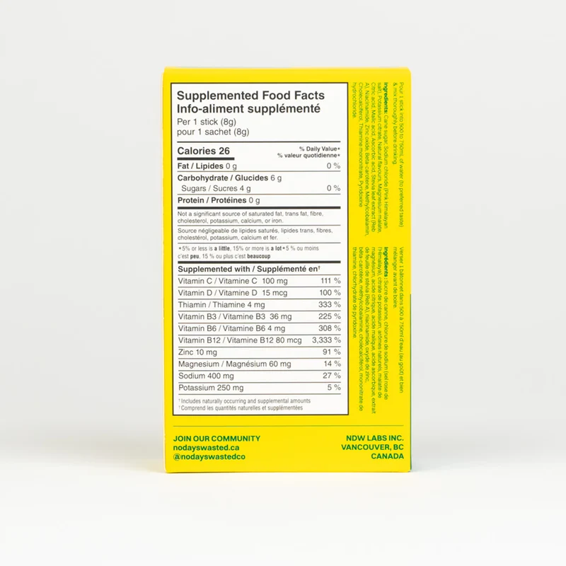 No Days Wasted - Hydration Replenisher, Lemon Lime | 5 Packets