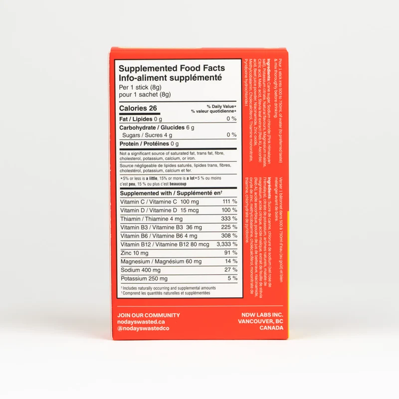 No Days Wasted - Hydration Replenisher, Strawberry Pineapple | 5 Packets