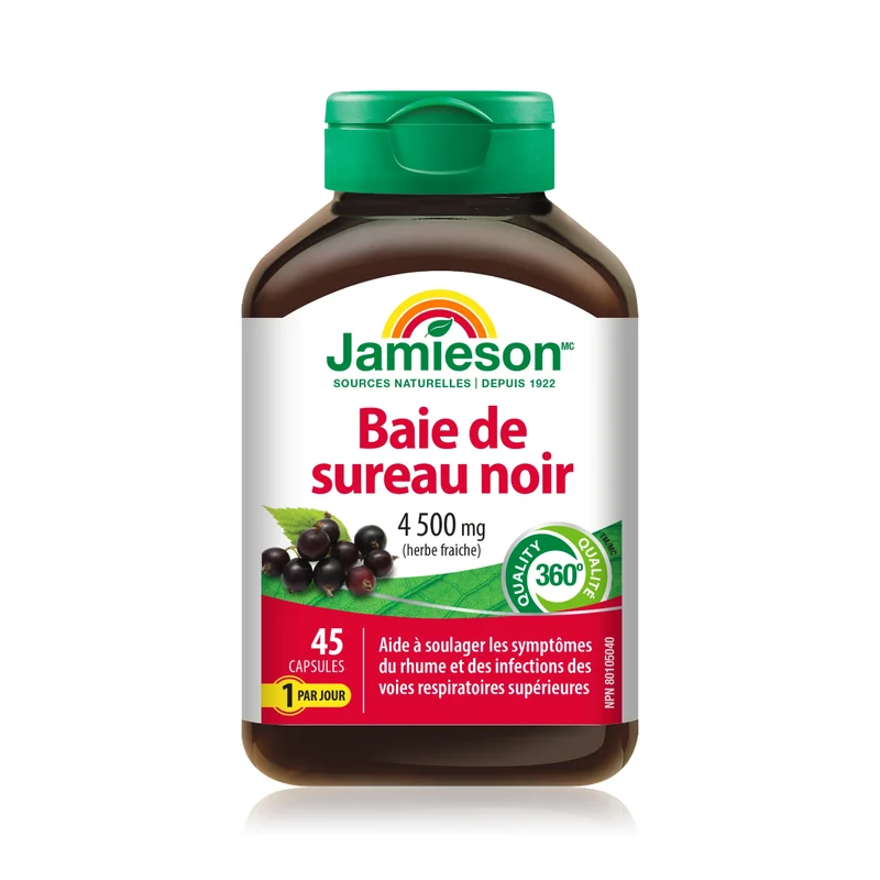 Jamieson - Colds & Upper Respiratory Tract Infection Relief, Black Elderberry | 45 Capsules
