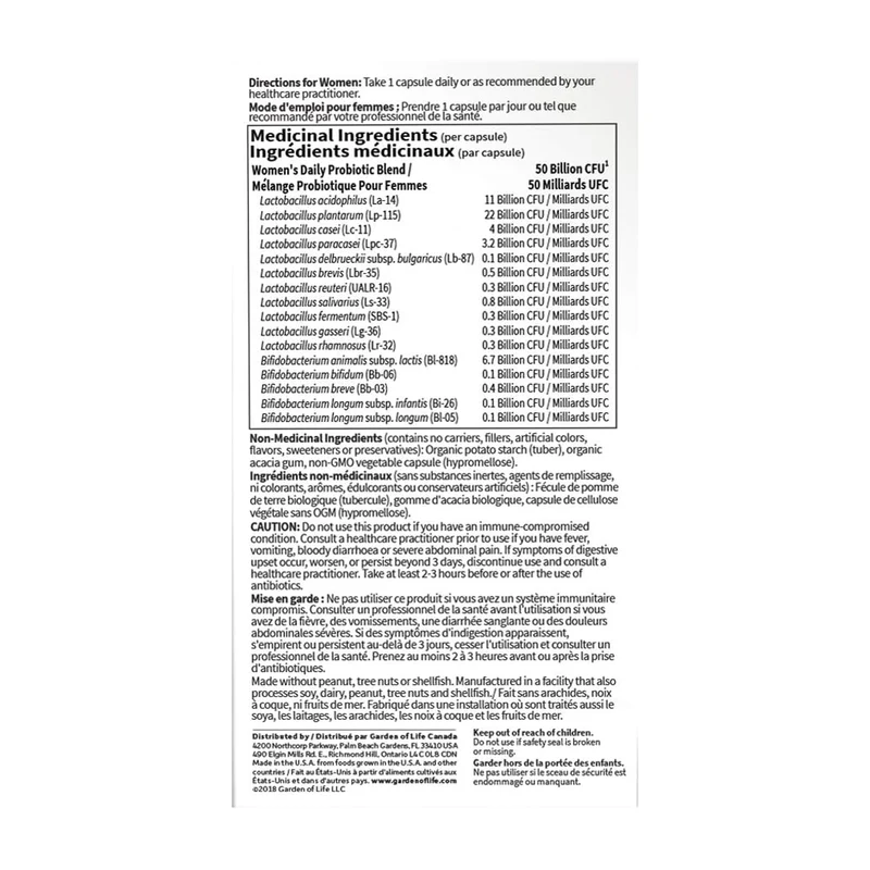 Garden of Life - Dr. Formulated Probiotics Once Daily Women's - 50 Billion CFU | 30 Vegetarian Capsules