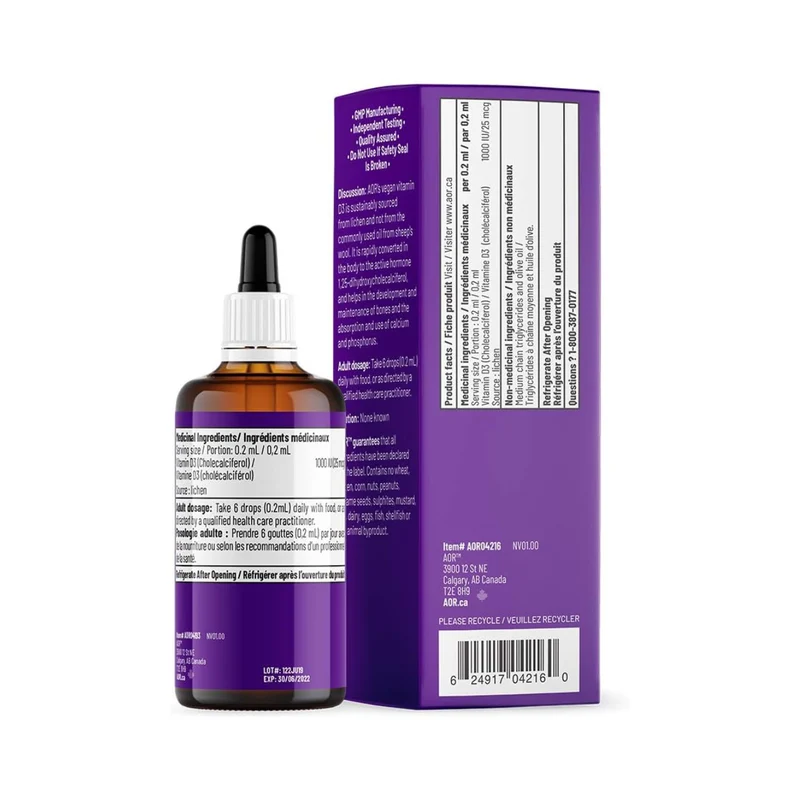 AOR - Liquid Vitamin D3 Drops 1000 IU | 100 mL