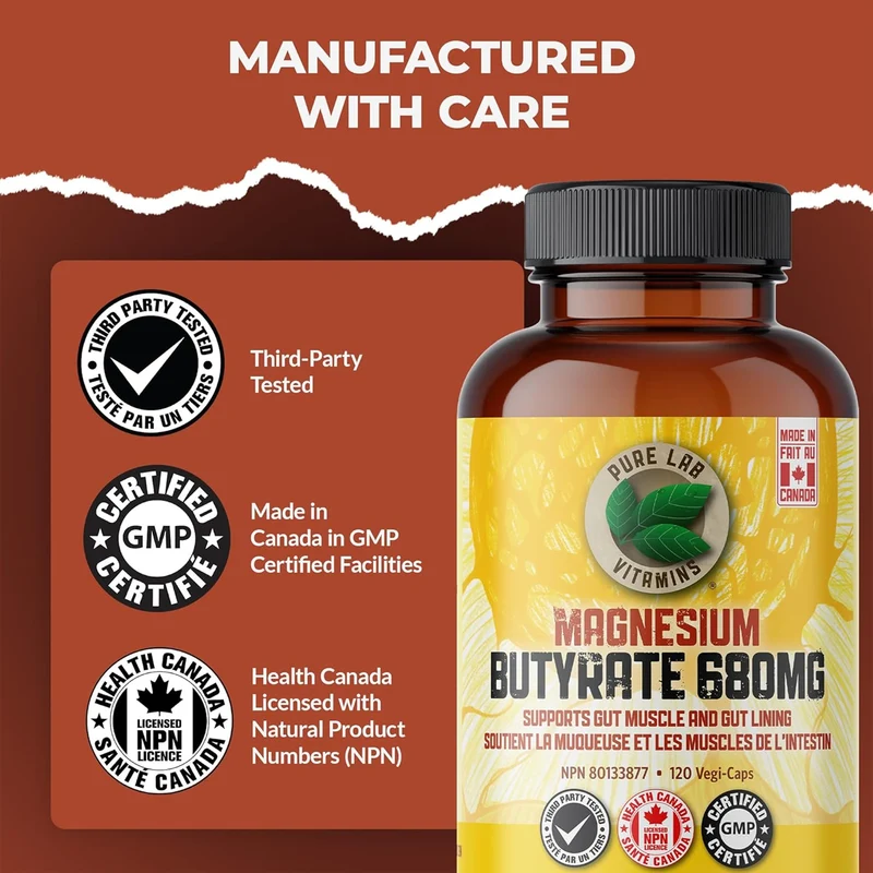 Pure Lab - Magnesium Butyrate 680 mg | 120 Capsules