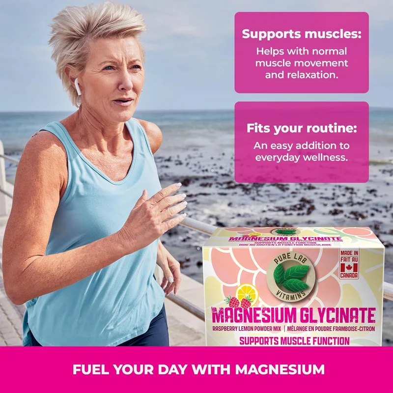 Pure Lab - Magnesium Glycinate Raspberry & Lemon Powder Mix | 30 Sachets