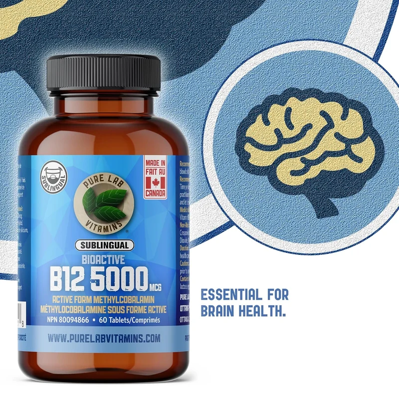 Pure Lab - Bioactive B12 5000mcg - Lactose Free, Sugar Free | 60 Capsules