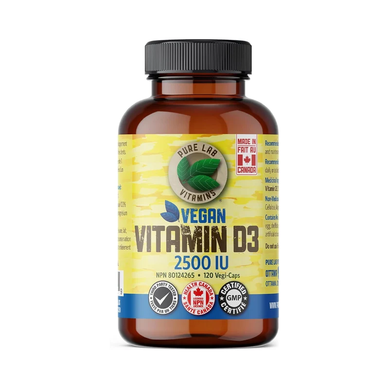 Pure Lab - Vegan D3 2500 IU - Dry, Crystalline, Pine Source | 120 Capsules