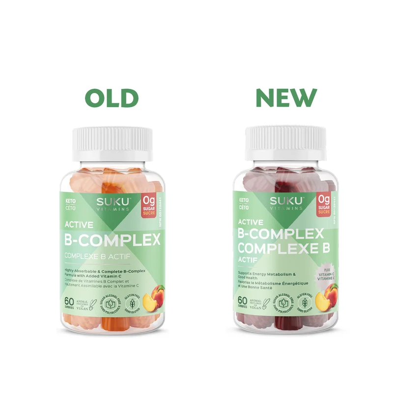 Suku Vitamins - Active B-Complex, Perfect Peach Flavour | 60 Gummies