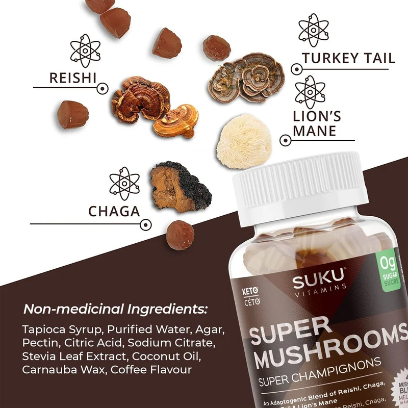 Suku Vitamins - Super Mushrooms, Espresso Flavour | 60 Gummies