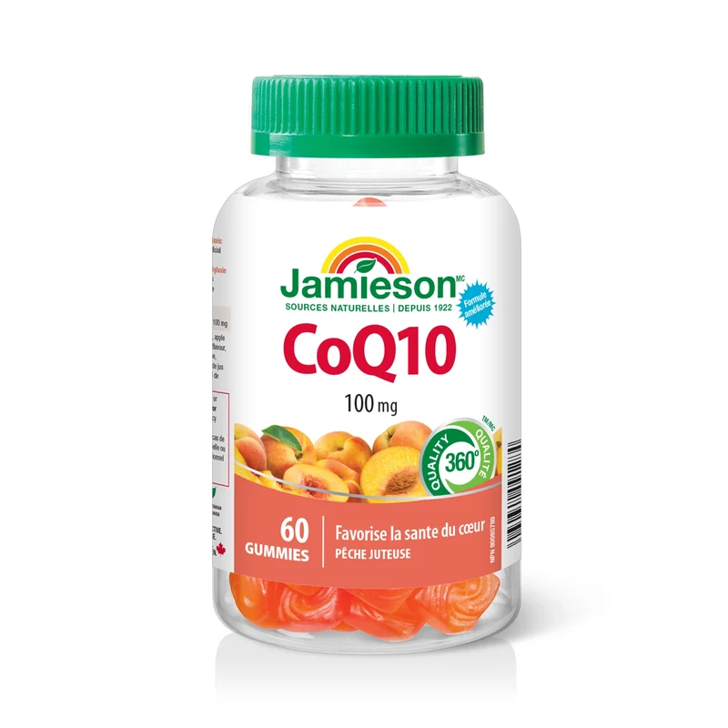 Jamieson - CoQ10 100 mg, Juicy Peach Flavour | 60 Gummies