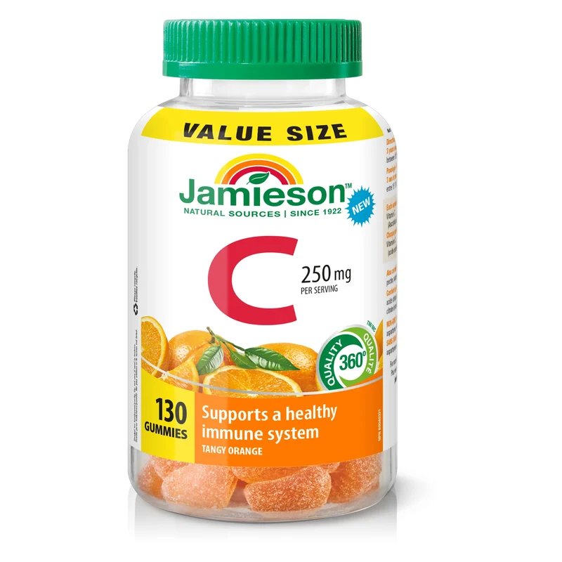 Jamieson - Vitamin C 250 mg Gummies, Tangy Orange | 130 Gummies