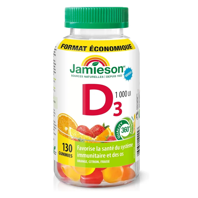 Jamieson - Vitamin D3 1000 IU, Orange Lemon Strawberry | 130 Gummies
