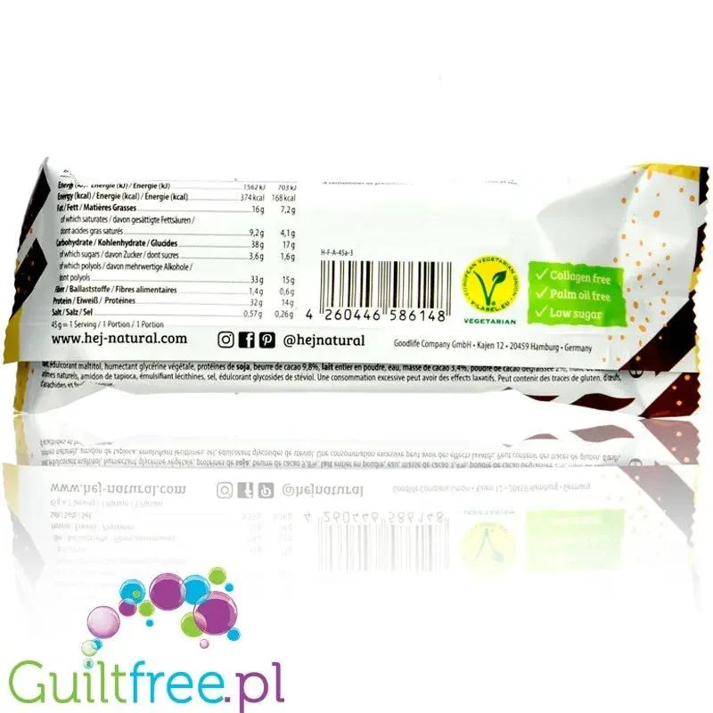 HEJ Crispy Bar Crunchy Brownie - chrupiący baton proteinowy ze stewią, 14g białka & 168kcal