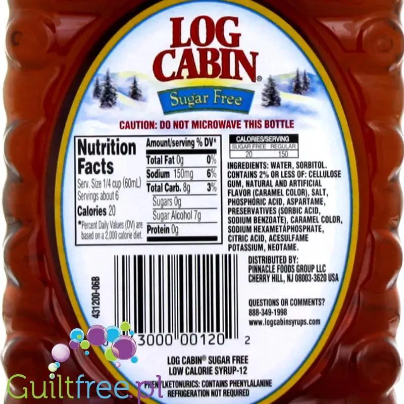 Log Cabin syrop klonowy bez cukru i tłuszczu, 20kcal