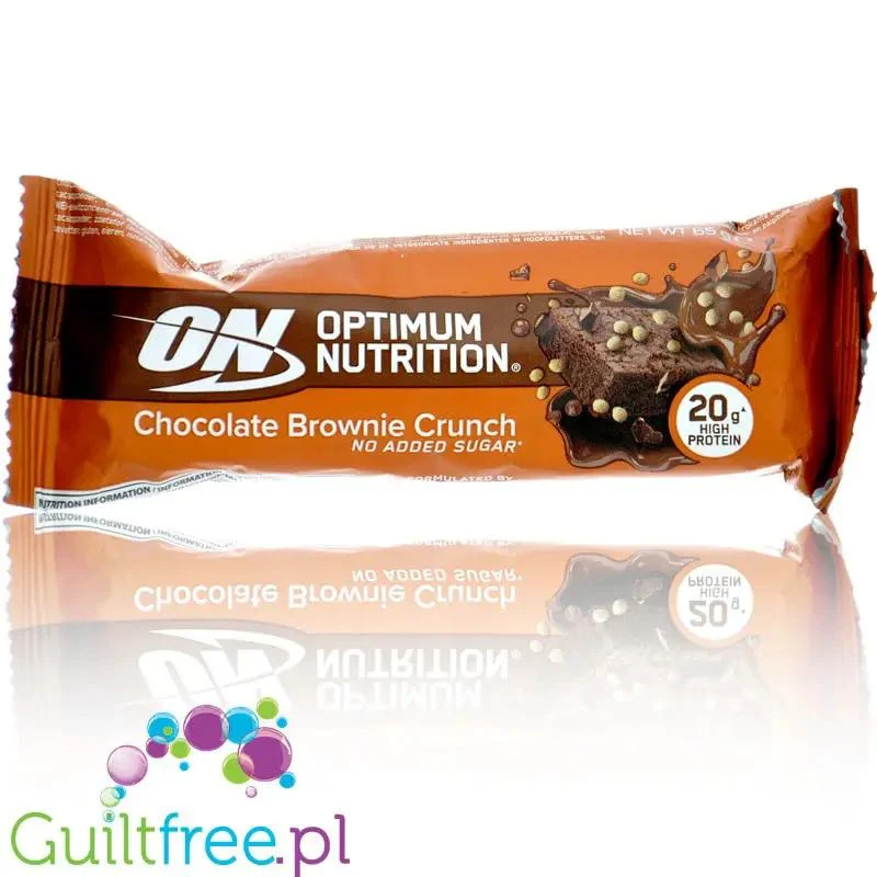 Optimum Nutrition Chocolate Brownie Crunch - baton białkowy bez cukru 20g białka & 213kcal, smak Chrupiące Czekoladowe Ciasto