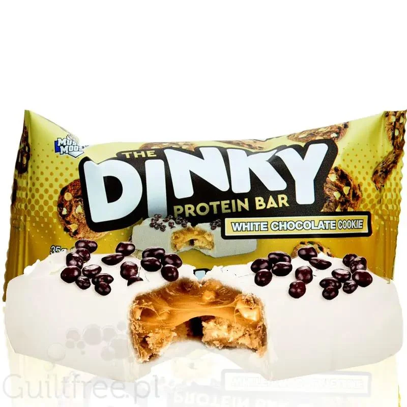 Moose Dinky Bar White Choc Cookie 125kcal & 11g białka, batonik proteinowy w czekoladzie