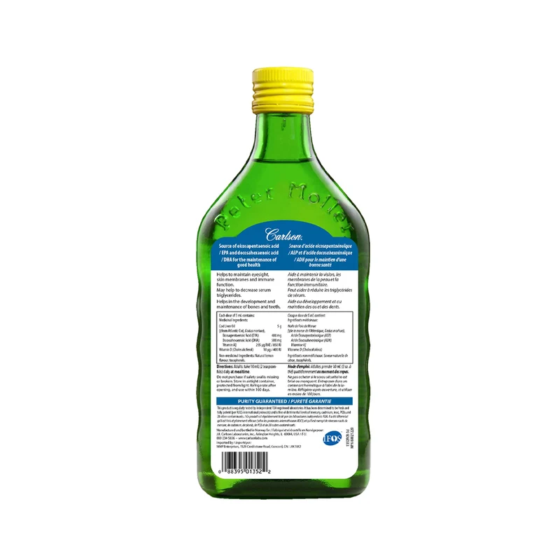 Carlson Laboratories - Norwegian Cod Liver Oil Lemon | 500 mL