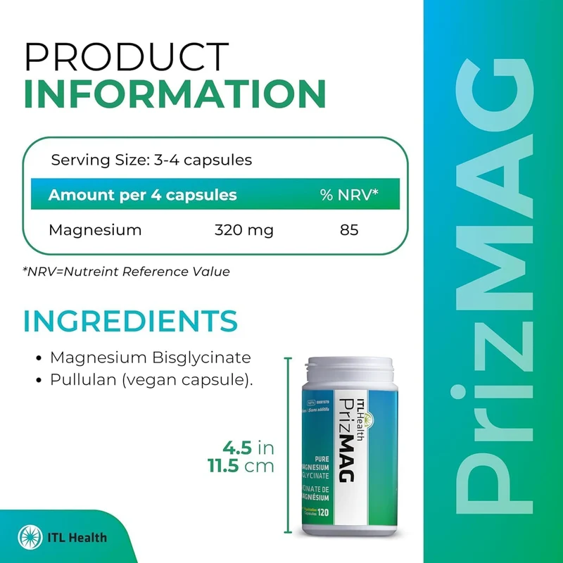 ITL Health - PrizMAG Magnesium Bisglycinate | 120 Capsules