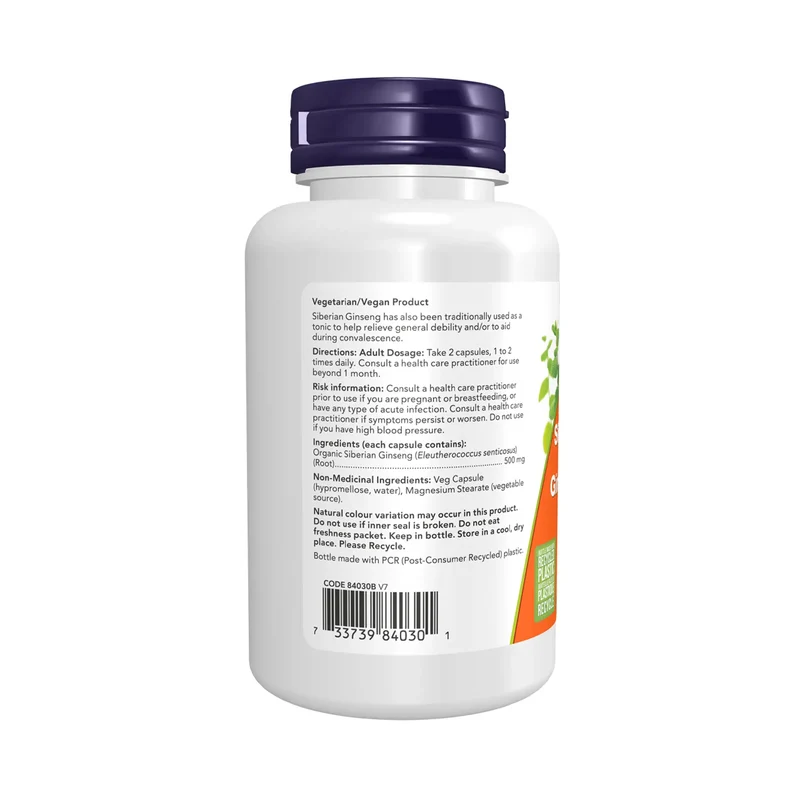 NOW - Siberian Ginseng 500 mg | 100 Capsules