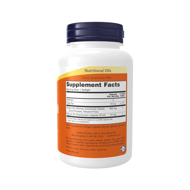 NOW - Castor Oil 650 mg+ Fennel | 120 Softgels