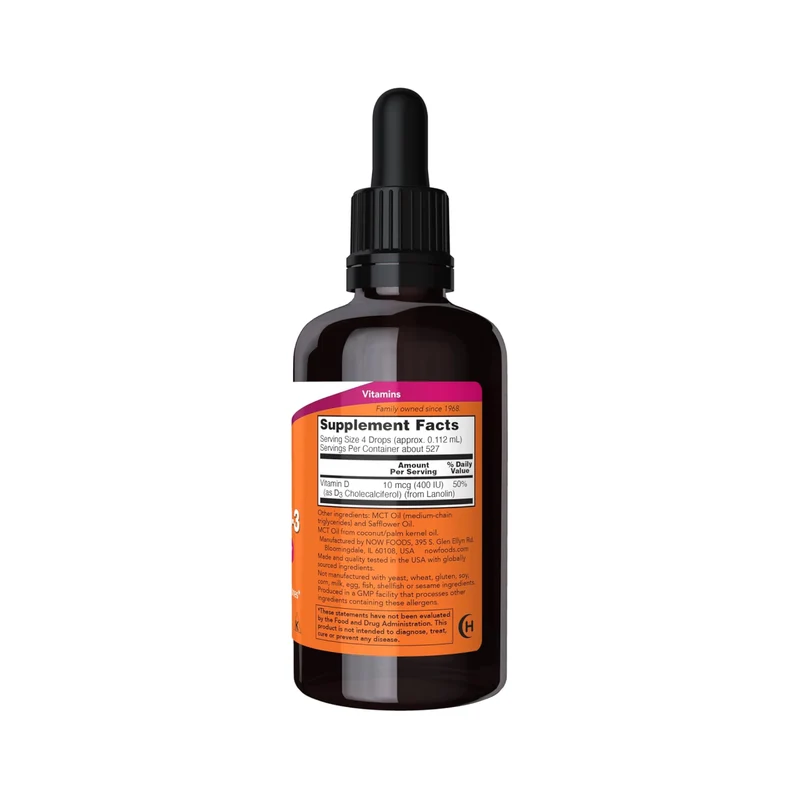 NOW - Kids Vit D-3 Liquid Drops 100 IU | 60 mL