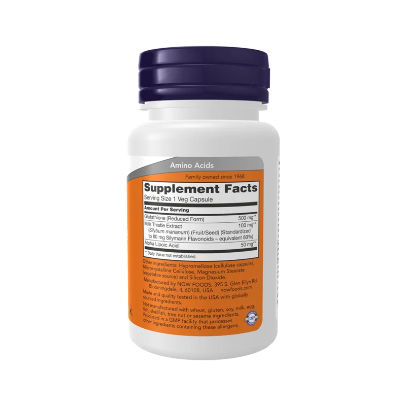 NOW - Glutathione 500 mg with Silymarin & ALA | 60 Capsules