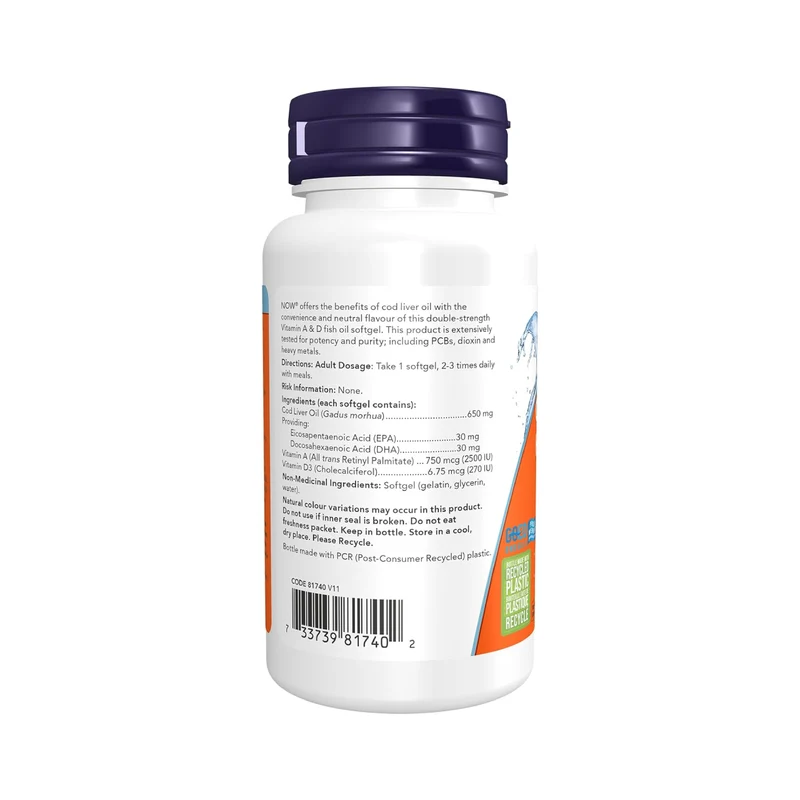 NOW - Cod Liver Oil Double Strength Vit A&D | 100 Softgels