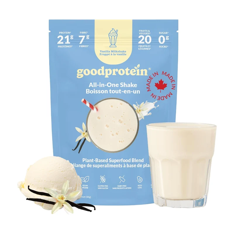 goodprotein - All-In-One Shake Plant-Based Superfood Blend, Vanilla Milkshake | 880 g