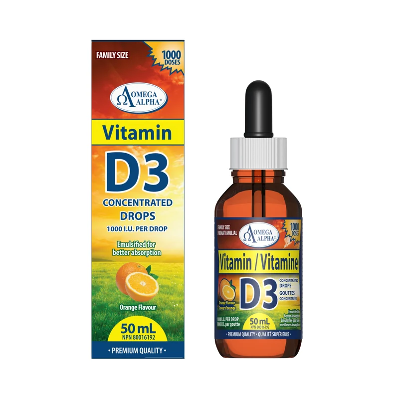 Omega Alpha - Vitamin D3 1000 IU, Orange Flavor | 50 mL