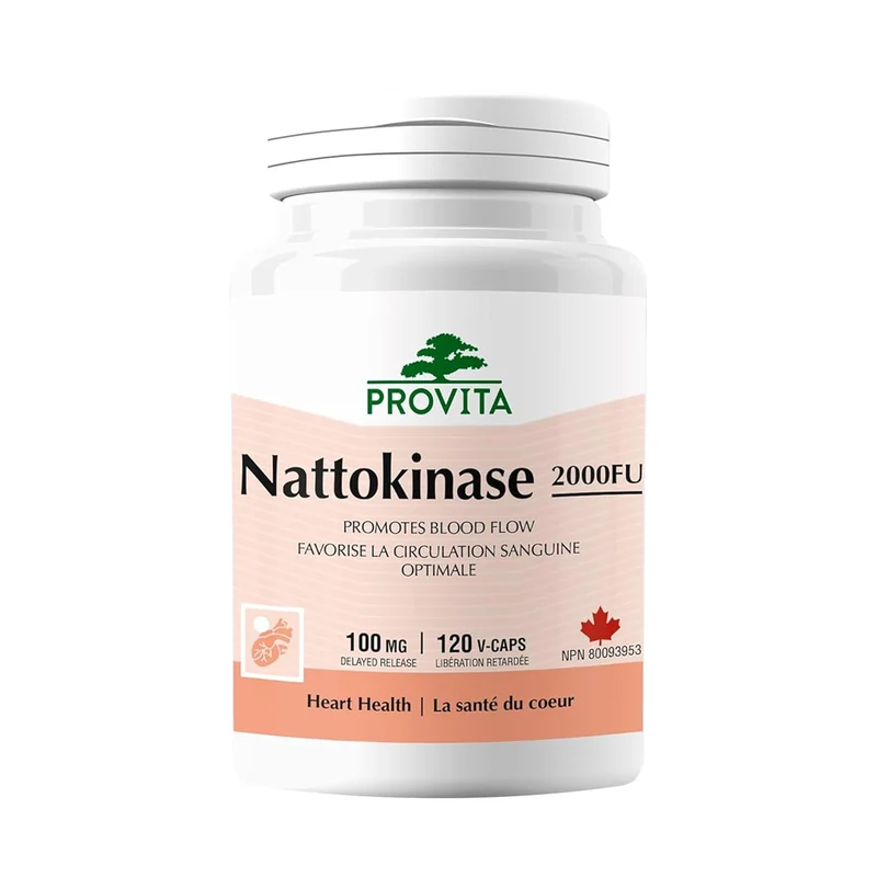 Provita - Nattokinase 2000 FU 100 mg Antithrombotic, Supports Cardiovascular Health | 120 Capsules