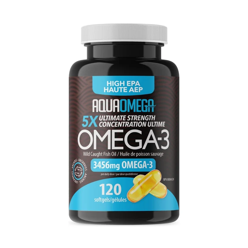 AquaOmega - Omega-3 High EPA Wild Caught Fish Oil Softgels | 120 Soft Gels