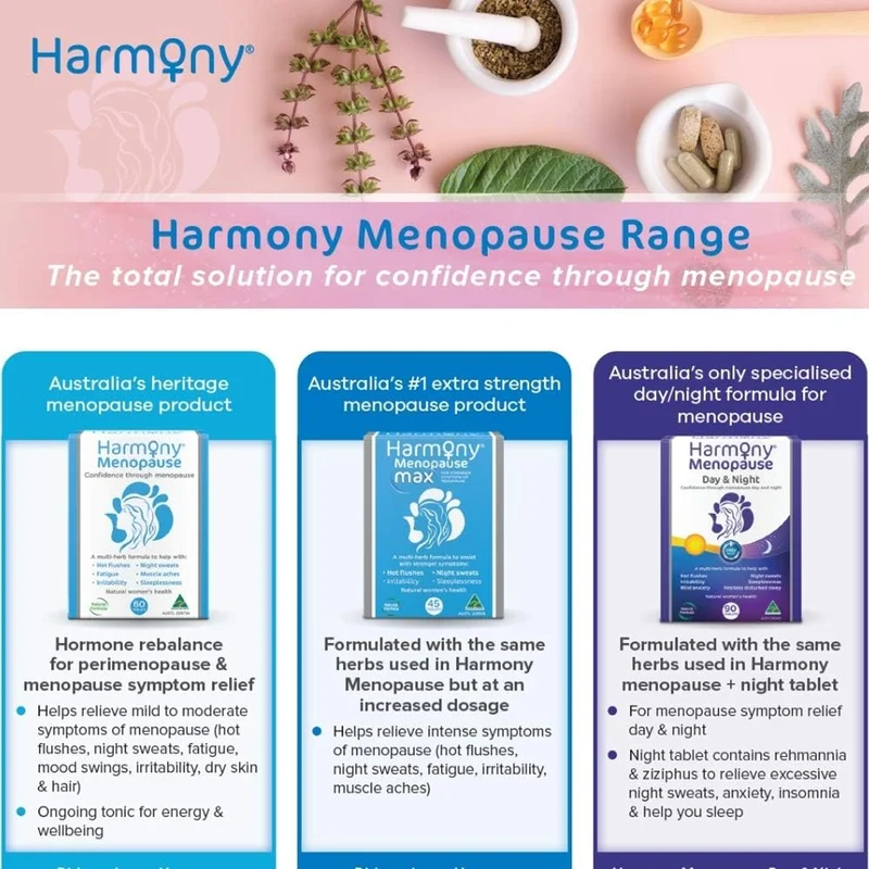 Harmony - Menopause Day & Night, 24hr Relief | 45 Tablets