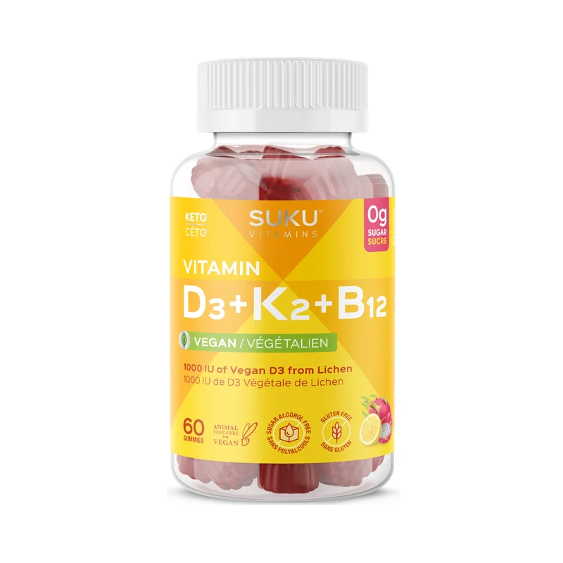 Suku Vitamins - Vitamin D3+K2+B12 1000 IU | 60 Gummies