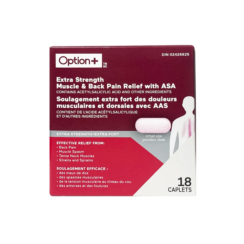 Option+ Extra Strength Muscle & Back Pain Relief With ASA | 18 Caplets