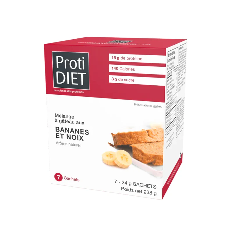 ProtiDiet - Banana And Nuts Flavoured Cake Mix | 7 x 34g