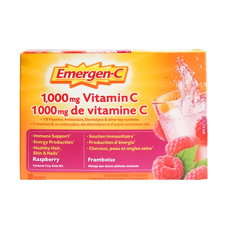Emergen-C 1000mg Vitamin C, Raspberry | 30 Sachets