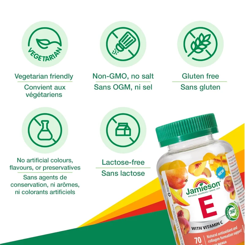 Jamieson - E with Vitamin C - Peach Mango | 70 Gummies
