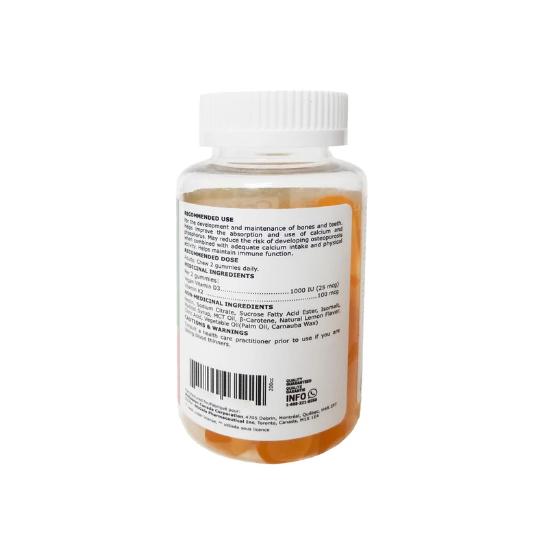 Option+ D3 + K2 1000IU, Lemon Flavour | 60 Gummies