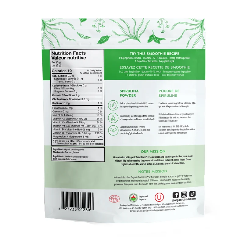 Organic Traditions - Spirulina Powder | 150 g