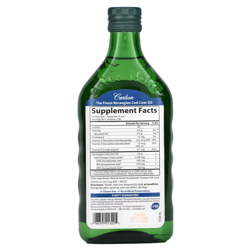 Carlson - Wild Norwegian Cod Liver Oil | 500 mL