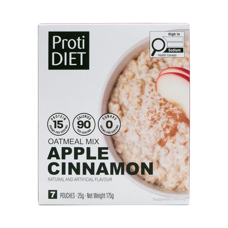 ProtiDiet - Apple Cinnamon Oatmeal Mix | 7 Pouches x 25 g