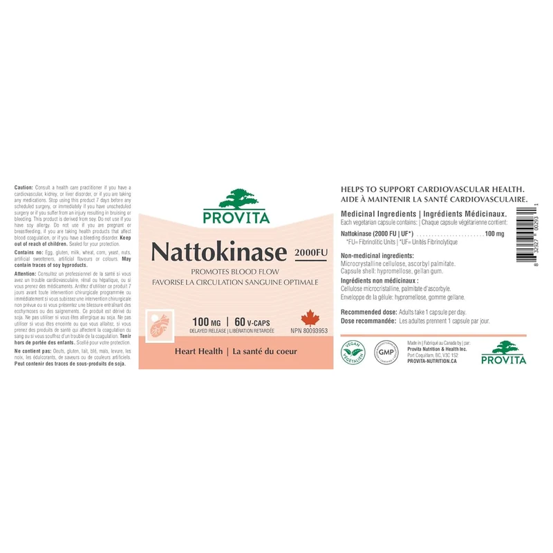 Provita - Nattokinase 2000 FU Heart Health | 60 Veggie Capsules