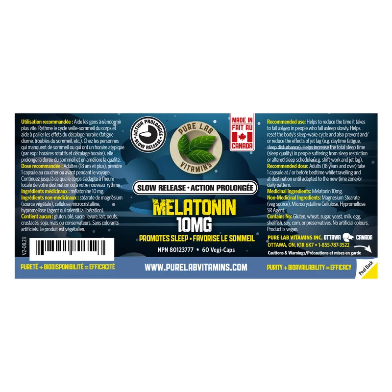 Pure Lab - Slow Release Melatonin 10 MG | 60 Vegi-Caps