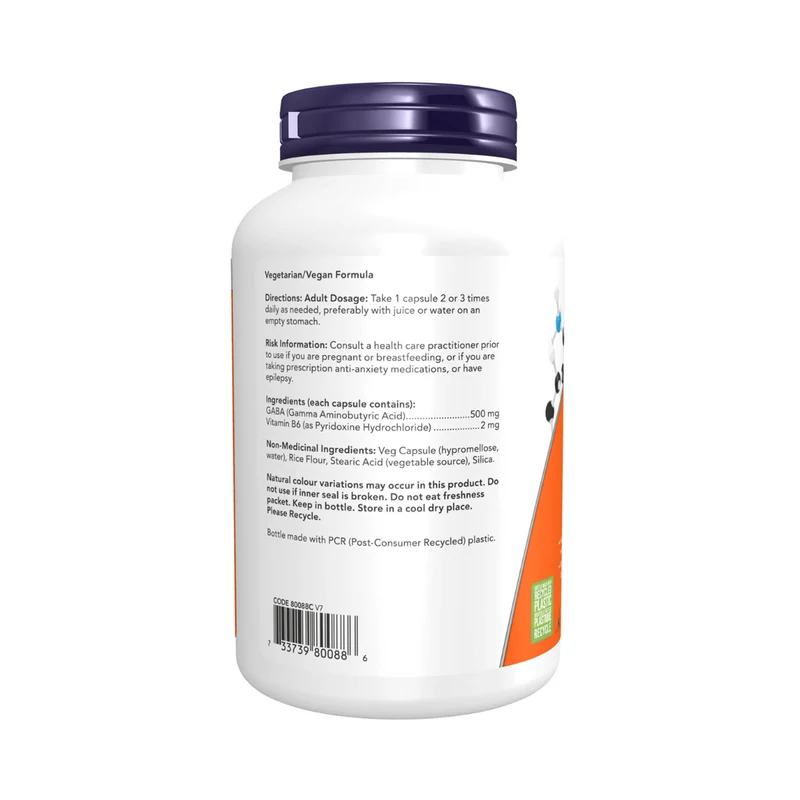 NOW - GABA 500 mg & Vitamin B6 | 200 Capsules