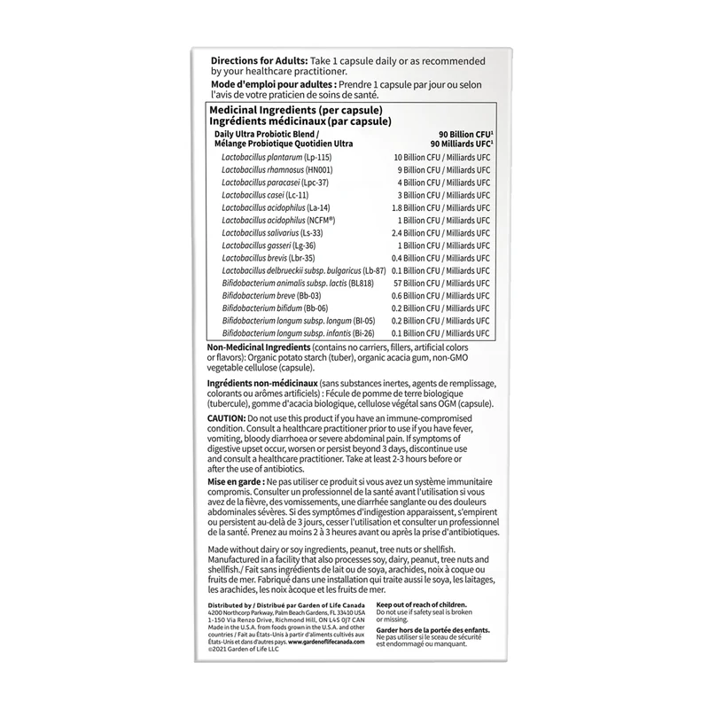 Garden of Life - Dr. Formulated Probiotics Once Daily Ultra - 90B | 30 Vegetarian Capsules