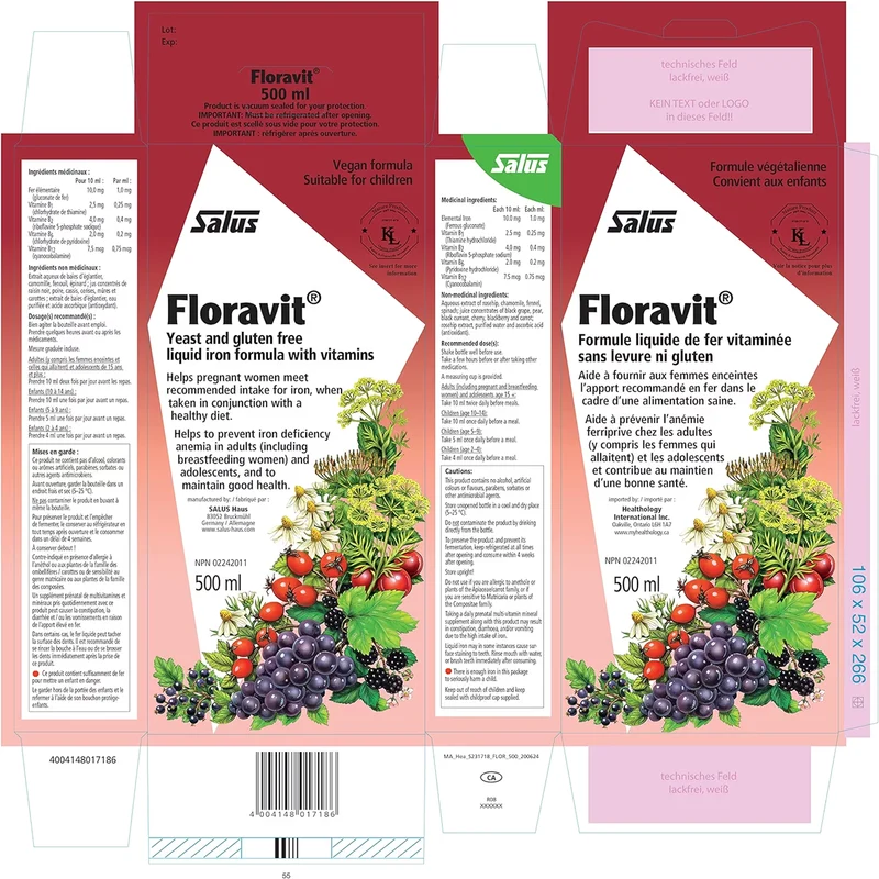 Salus - Floravit Yeast and Gluten Free Vegan Formula | 500 mL