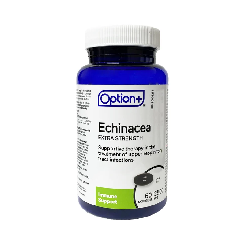 Option+ Echinacea Immune Support 2500 mg, Extra Strength | 60 Softgels